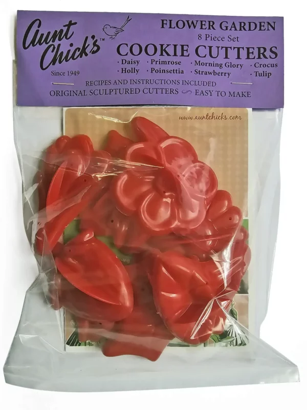 Aunt Chick's Flower Garden Cookie Cutters Bagged Set with Recipe and Decorating ideas