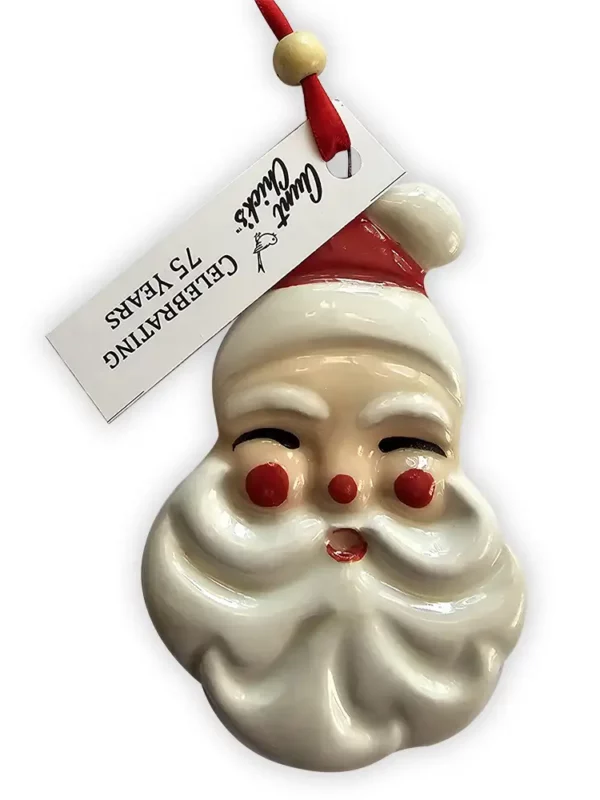 Aunt Chick's Jolly Santa Ornament, vintage Christmas decor.