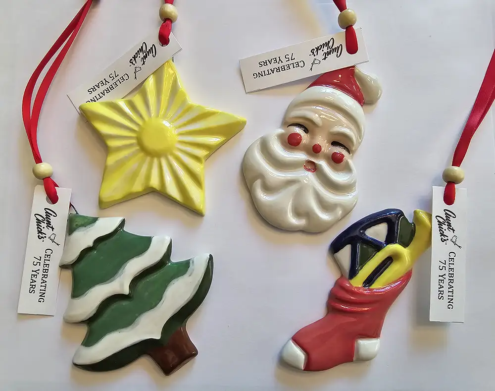 Set of Aunt Chick's Handcrafted Merry Christmas Set Ornaments