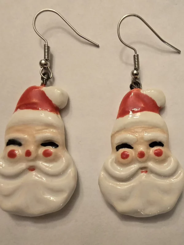 Aunt Chick's Mini Jolly Santa Porcelain Earrings