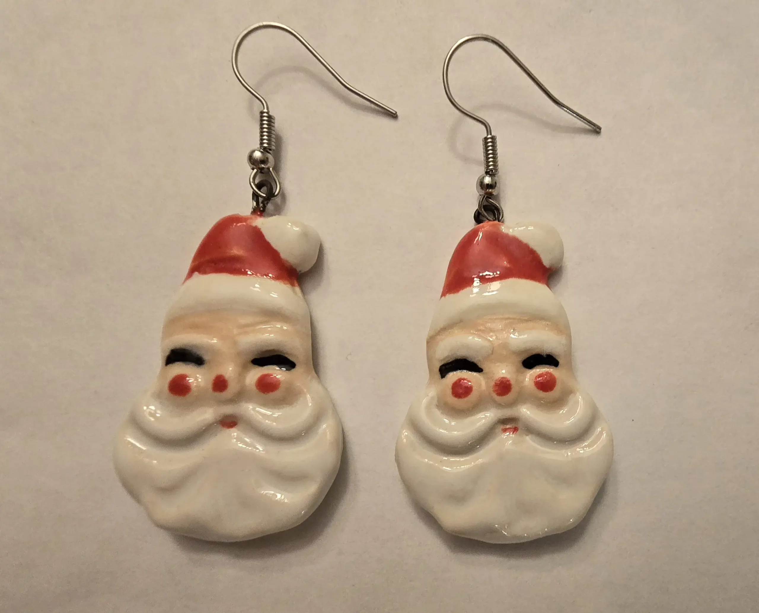 Aunt Chick's Mini Jolly Santa Porcelain Earrings