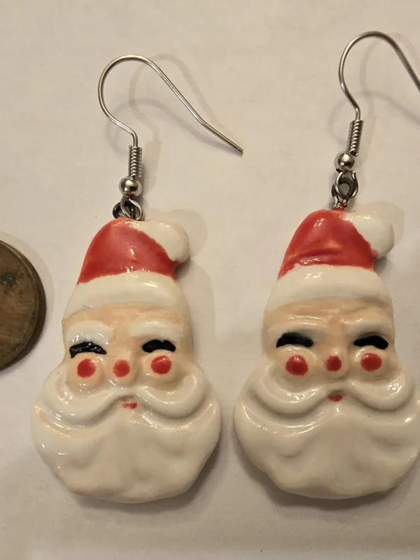 Aunt Chick's Mini Jolly Santa Porcelain Earrings