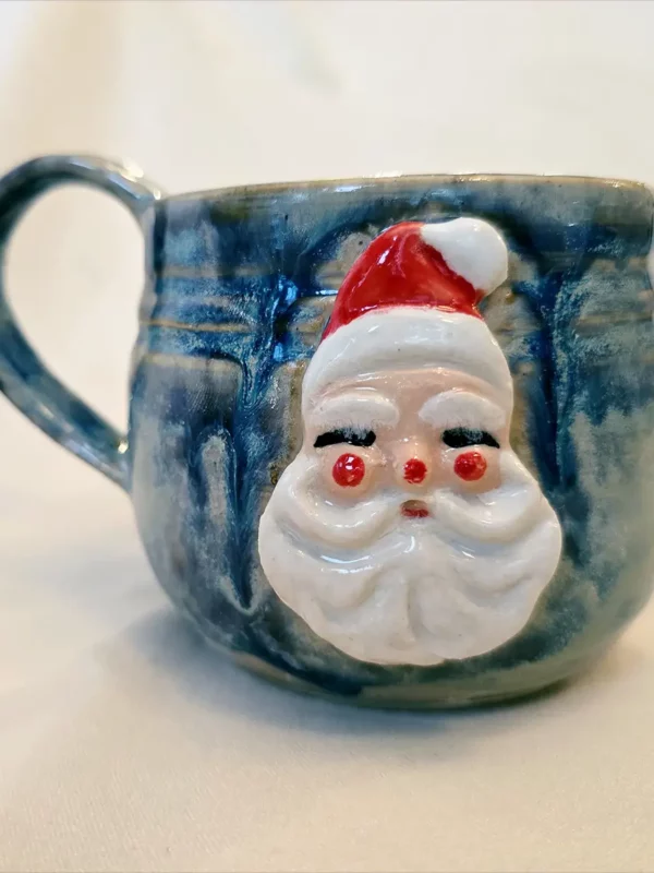 Aunt Chick’s™ MIni Jolly Santa Mug in Blue Drip