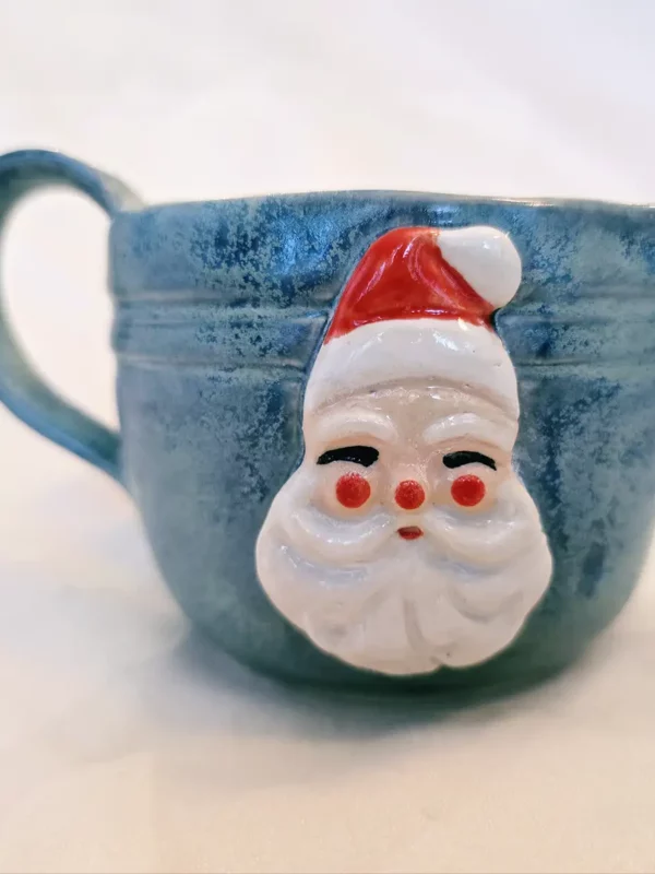 Aunt Chick’s™ MIni Jolly Santa Mug in Blue Texture