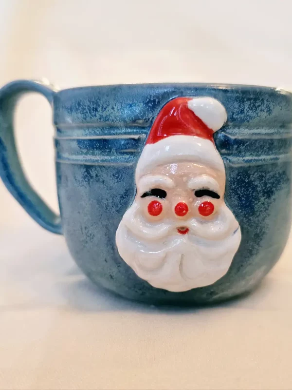 Aunt Chick’s™ MIni Jolly Santa Mug in Blue Texture