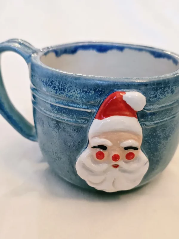 Aunt Chick’s™ MIni Jolly Santa Mug in Blue Texture