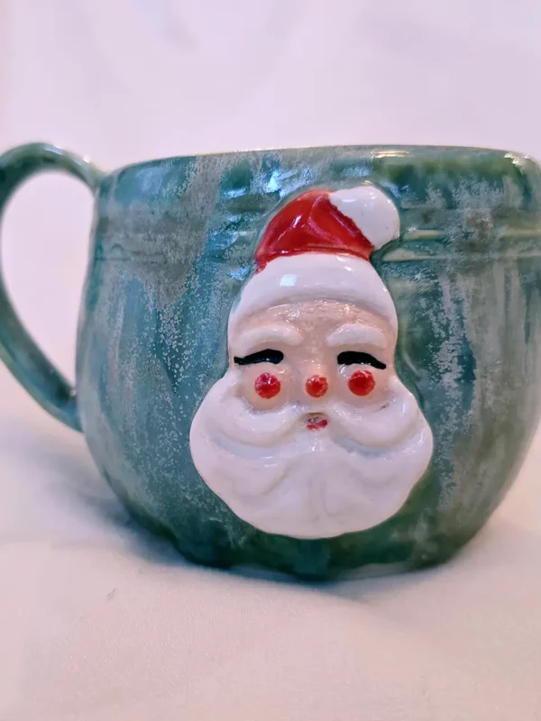 Aunt Chick’s™ MIni Jolly Santa Mug in Green Texture