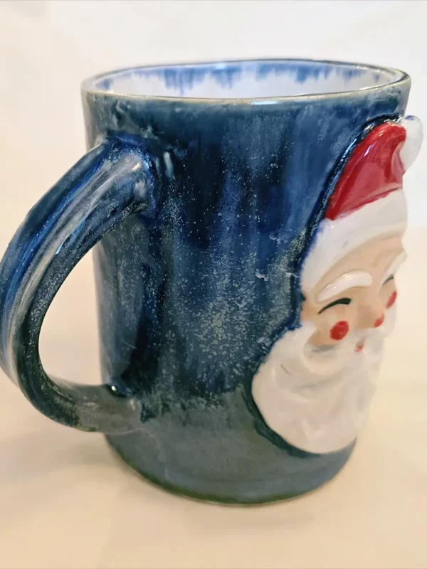 Aunt Chick’s™ Jolly Santa Mug in Blue Texture